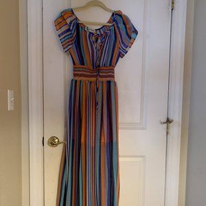 MOONDROPS Striped, Flowy Maxi Dress Medium